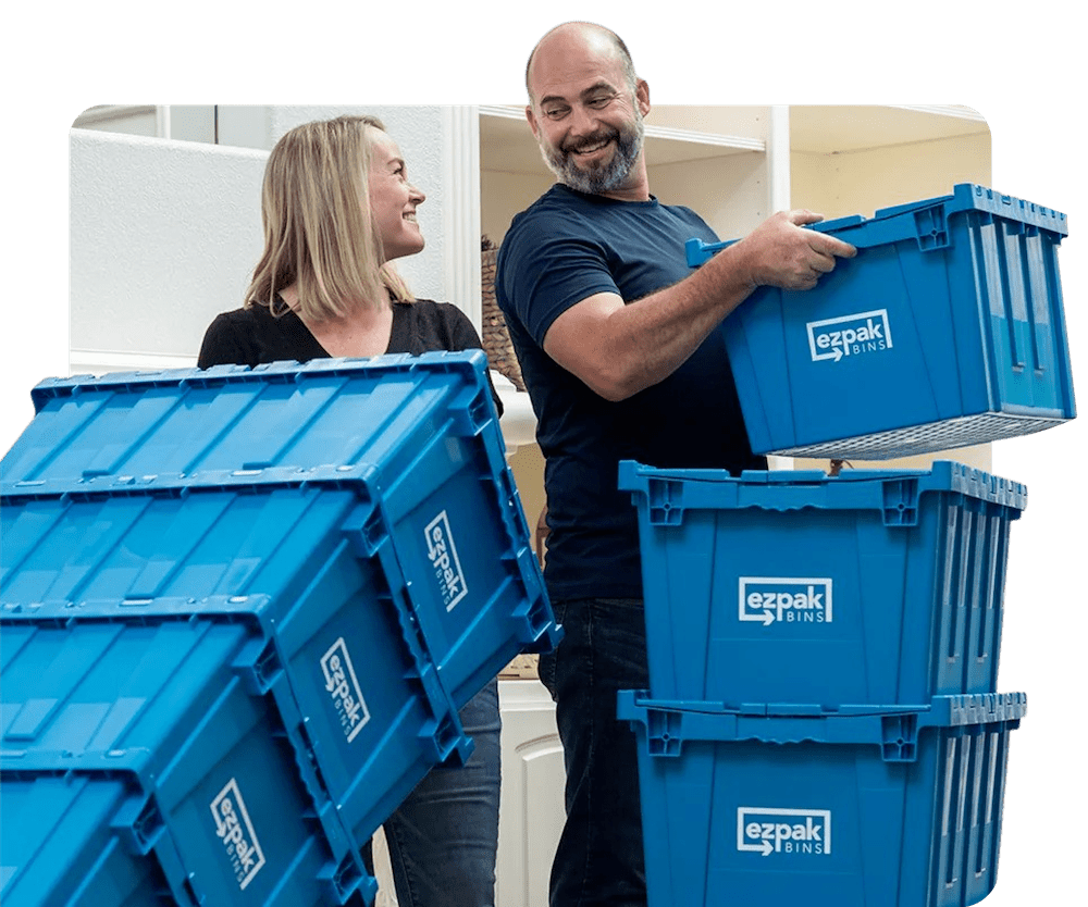 Take the hassle out of packing with EZPak Bins reusable plastic bins!