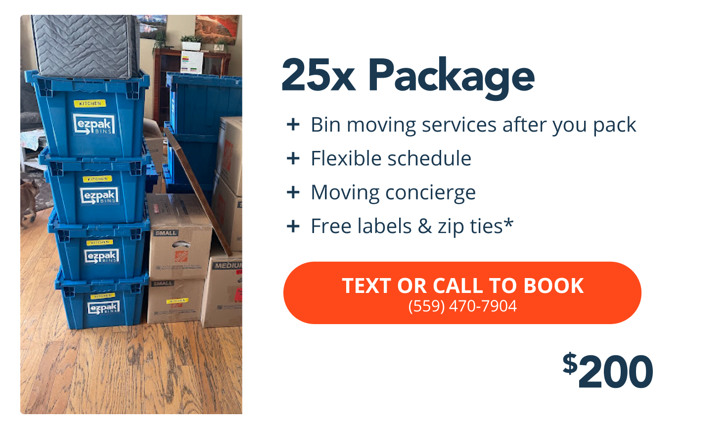 25 Bins Package – Free Plastic Bins for one month with Moving Services from EZ Pak Bins