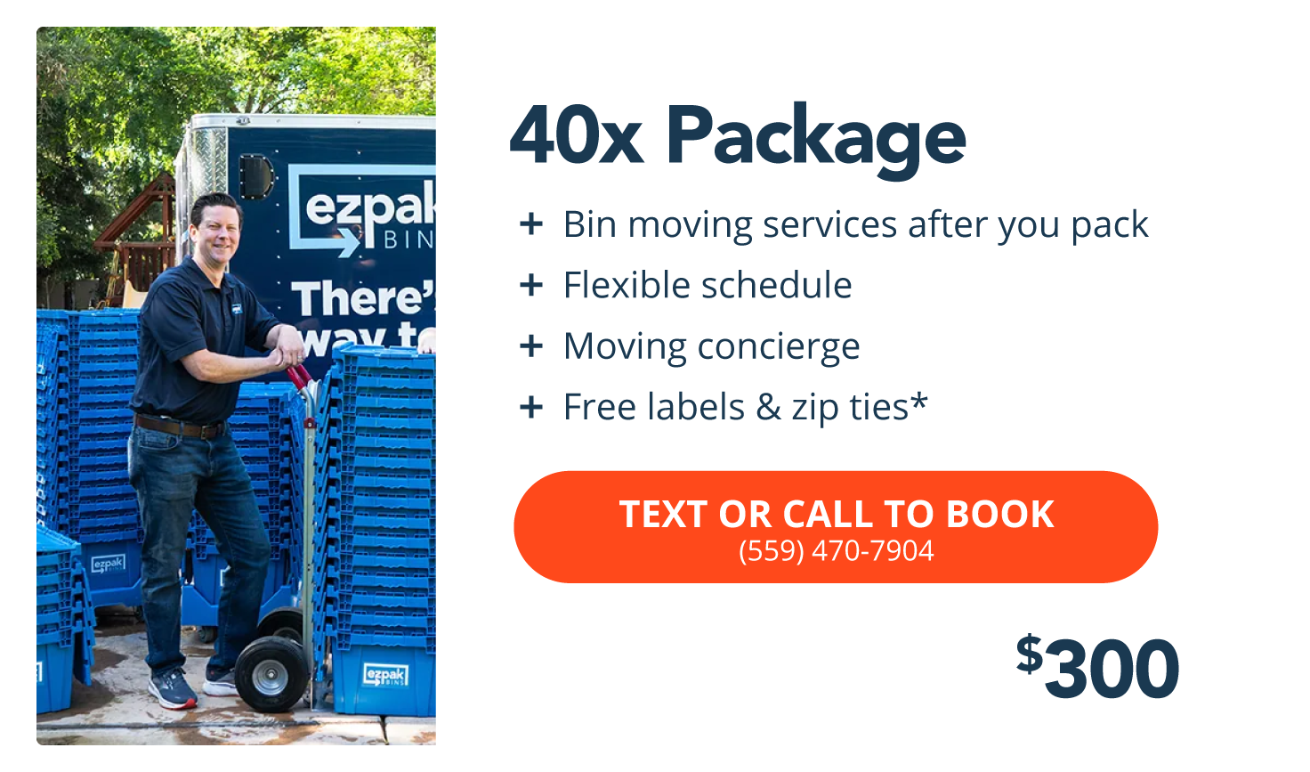 40 Bins Package – Free Plastic Bins for one month with Moving Services from EZ Pak Bins