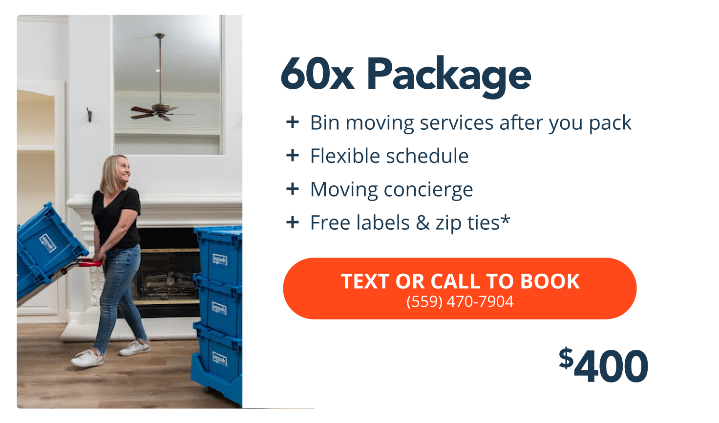 60 Bins Package – Free Plastic Bins for one month with Moving Services from EZ Pak Bins